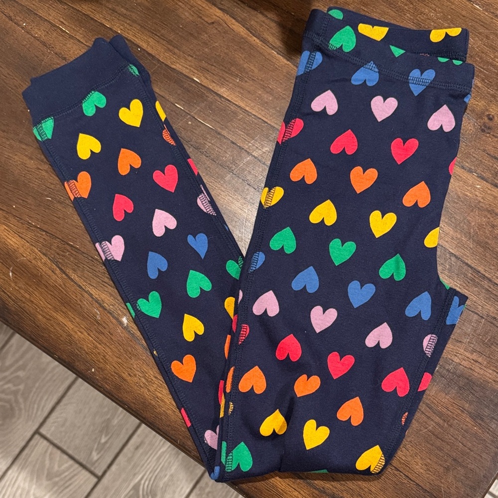 NWT Primary Organic Cotton Navy Rainbow Heart Pajama Pant Leggings size 10